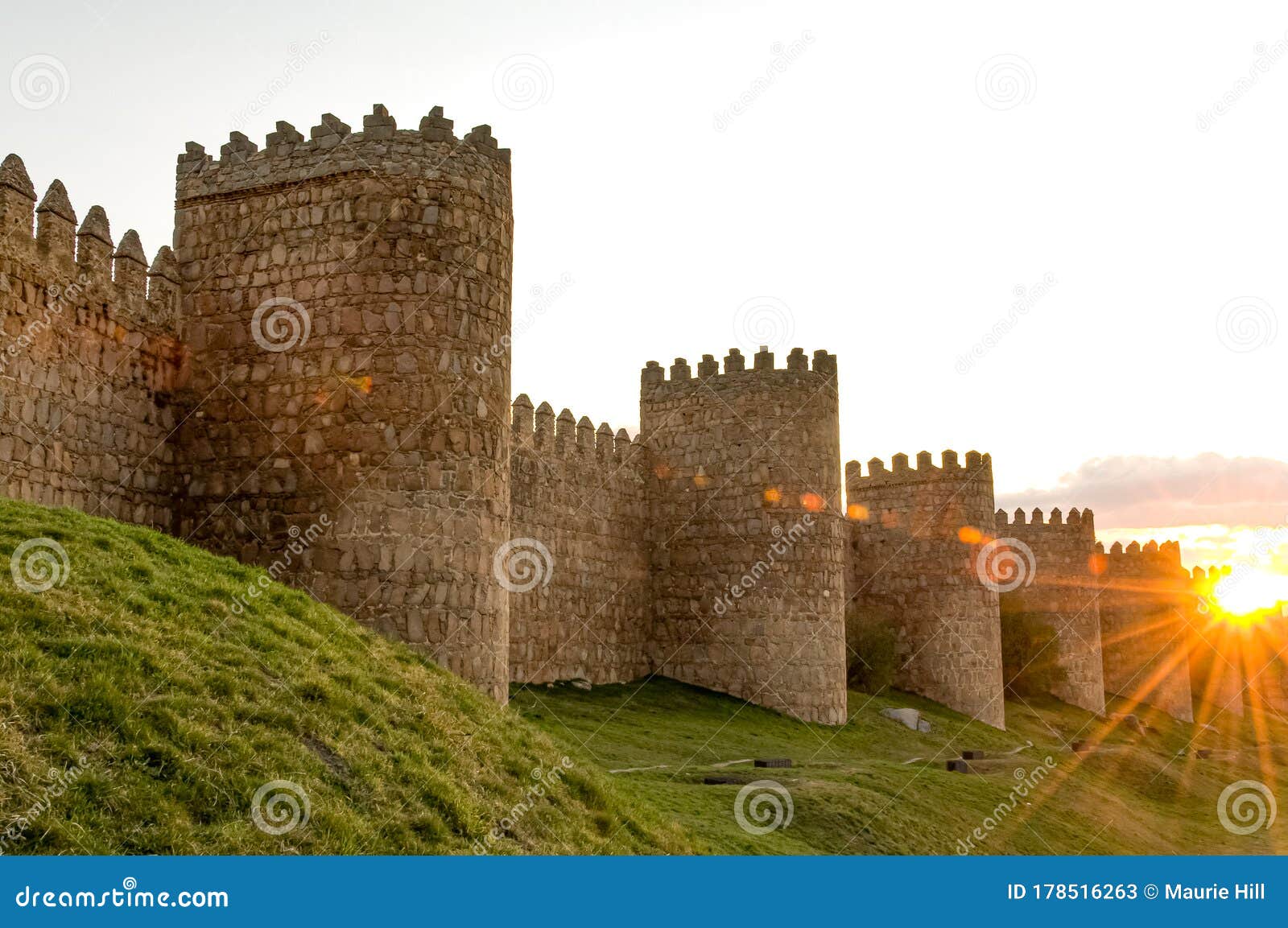 medievil walls of avila spain at sunset